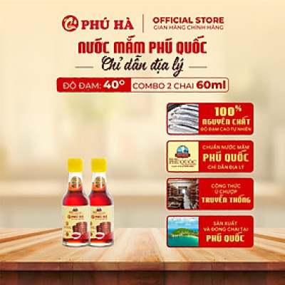 Nước mắm Phú Quốc Chỉ Dẫn Địa Lý Phú Hà 40 độ đạm - Combo 2 chai 60ml
