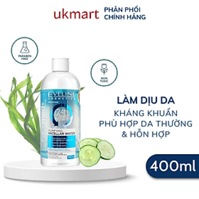 Nước Tẩy Trang Eveline Facemed+ Micellar 3 in 1 Không Cồn Và Paraben Tẩy Sạch Lớp Makeup Cho Da Nhạy Cảm