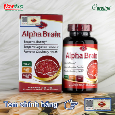 Alpha Brain Olympian Labs hộp 60 viên bổ não giảm đau đầu chóng mặt giảm căng thẳng tăng trí nhớ