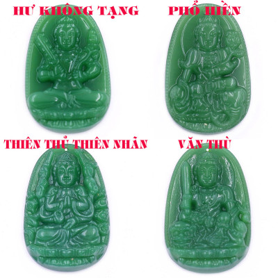 Mặt dây chuyền Phật Đại thế chí đá xanh 2.2 x 3.6cm ( size trung ) kèm vòng cổ dây chuyền inox rắn + móc inox, Phật bản mệnh