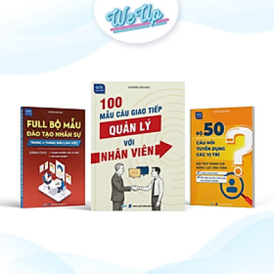 Combo 3 sách: 100 Mẫu câu giao tiếp, Bộ 50 câu hỏi tuyển dụng, Full bộ mẫu đào tạo nhân sự