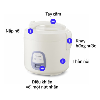 Nồi Cơm Điện LocknLock Electric Rice Cooker 1.8L EJR462IVY 700W, Hàng Chính Hãng, Giữ Ấm - JoyMall
