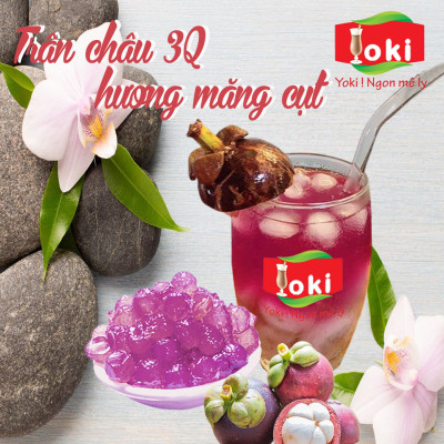 Combo Trân châu 3Q hương măng cụt Yoki và Trân châu 3Q hương Matcha Yoki