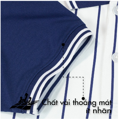 Áo Polo LETTE OVERCO Màu Xanh Đen In Họa Tiết Phối Tay Chất Vải Mềm Mịn, Năng Động, Thời Trang