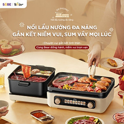 Nồi lẩu nướng đa năng Bear GR-5H22R83 Hàng chính hãng
