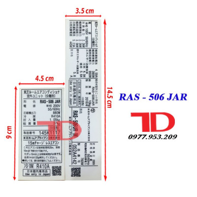Tem thông số dành cho máy lạnh TOSHIBA nội địa