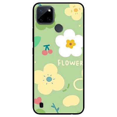 Ốp lưng dành cho Realme C21Y - Realme C25Y mẫu Hoa Nền Xanh Cherry