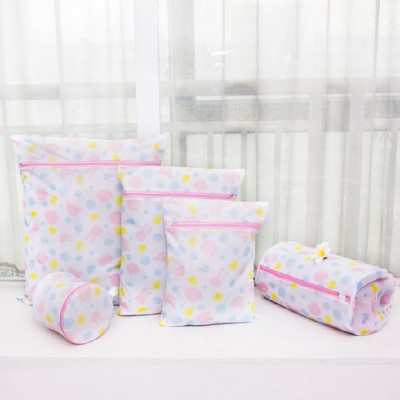 Set 5 túi lưới giặt đồ họa tiết  bảo vệ quần áo cao cấp nhiều cỡ, túi lưới máy giặt cho gia đình, túi đựng đồ đi du lịch tiện lợi
