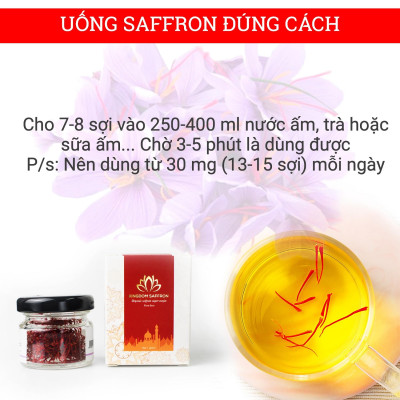 Combo 5 hộp (hộp/1gr) nhụy hoa nghệ tây Kingdom Herb, saffron Iran chính hãng super negin thượng hạng (Tặng táo đỏ Tân Cương 55g, bình nước và nhíp gắp)