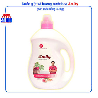 Nước Giặt Xả Amity hương nước hoa can 3.8kg kết hợp 2 tính năng vượt trội cho các nội trợ gia đình