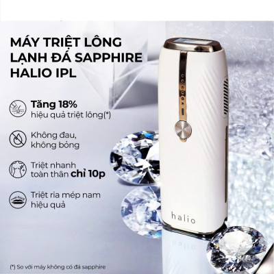 Máy Triệt Lông Lạnh Sapphire Halio InfinityGlow Advanced IPL Sapphire Cooling Hair Removal Device - Hàng Chính Hãng