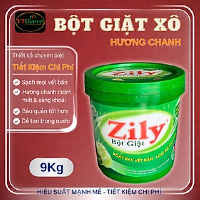 Bột Giặt Zily Hương Chanh Xô 9 Kg - Tặng 5 Gói Xả Vải Zily 22ml