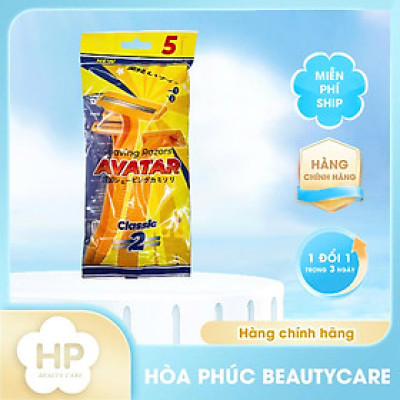 AVATAR Dao cạo râu 2 lưỡi tay cầm bằng nhựa, lưỡi thép không gỉ (5 cây/ bịch)