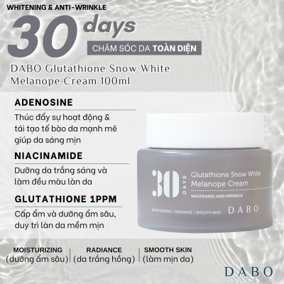Kem dưỡng trắng da Glutathione dưỡng da chống nhăn nâng cơ mờ thâm nám - DABO Glutathione Snow White Melanope Cream 100ml