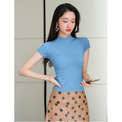 Áo len nữ, áo len cổ cao ngắn tay nữ Al28