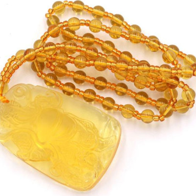 Vòng cổ tượng Quan công Pha lê vàng DQCV14