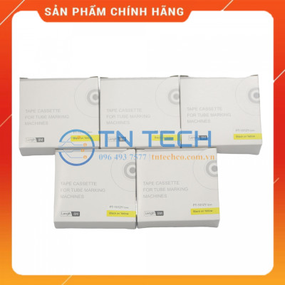 Nhãn in PUTY PT-1012Y - Chữ đen nền vàng 12MM x 8M - Dùng cho máy in ống PUTY PT-1010 [Hàng nhập khẩu]