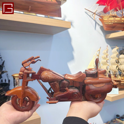 Mô hình mô tô 3 bánh gỗ tràm, mô hình xe mô tô trang trí, decor bàn làm việc, phòng làm việc, hàng chính hãng