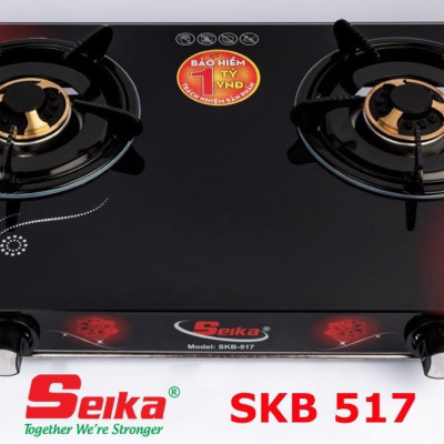 Bếp Gas Đôi Mặt Kính Sen Đồng Seika SKB517 - Hàng Chính Hãng