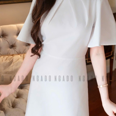 Đầm trắng cổ xếp NGADO
