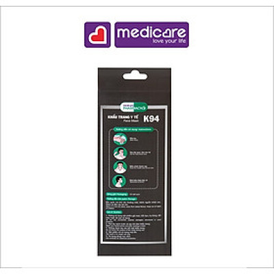 Khẩu Trang Y Tế MEDiCARE PHARMACY K94 Đen 10c