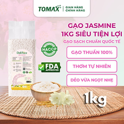 Combo 2 túi Gạo Jasmine thơm dẻo mềm 1kg TOMAX