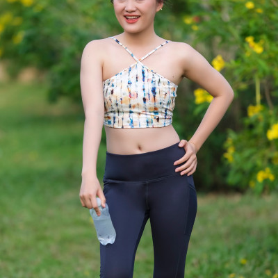 Áo ngực thể thao cổ yếm LMcation Sophie - Sọc đủ màu