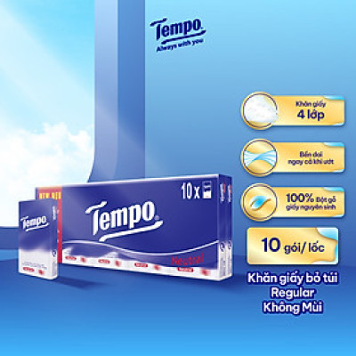 [Combo 3 Lốc] Khăn Giấy Tempo Regular (Lốc 10 gói) - Thương Hiệu Đức