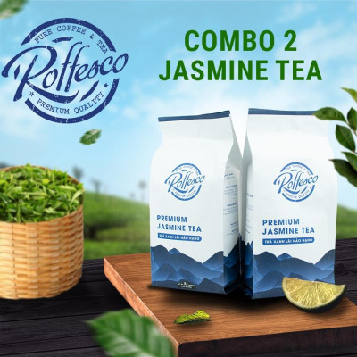 Combo 2 Trà Xanh Lài ROFFESCO PREMIUM JASMINE TEA Hảo Hạng Hương Thơm Dịu Mát Hương Vị Đắng Nhẹ Thơm Ngon 400g