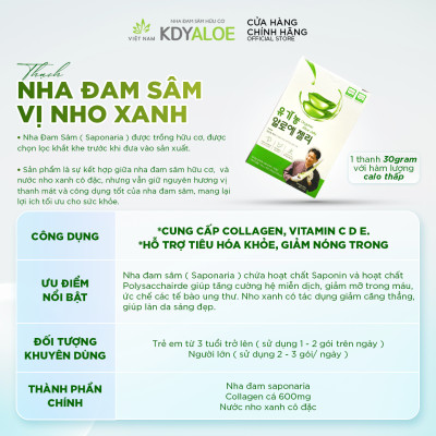 COMBO X3 THẠCH NHA ĐAM SÂM NHO XANH KDY ALOE