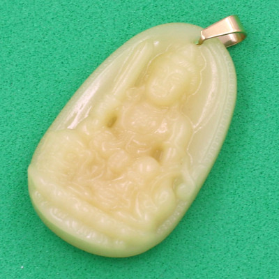 Mặt dây chuyền Văn Thù Bồ Tát thạch anh vàng 4.3cm MTVO3 - phật bản mệnh tuổi Mão