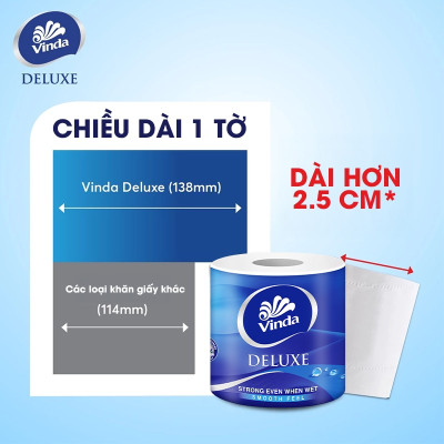 [MUA 1 THÙNG GVS DELUXE TẶNG 1 LỐC GVS DELUXE + ẤM TRÀ] Giấy vệ sinh cao cấp Vinda Deluxe 3 lớp (8 Cuộn)