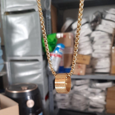 dây chuyền nam Nhẫn Bát Nhã Tâm Kinh cực kỳ may mắn bình an, nhẫn xoay titanium cao cấp