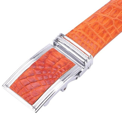 HC4853 - Dây nịt nam da cá sấu Huy Hoàng nguyên con bụng 4P màu vàng