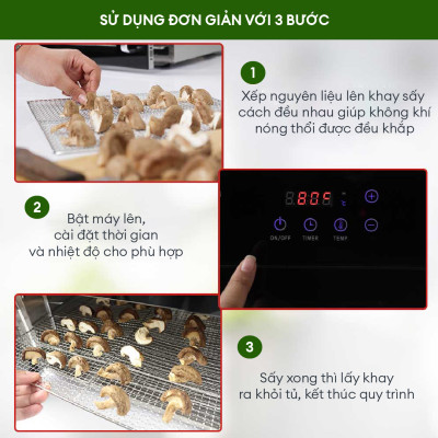 Máy Sấy Thực Phẩm Thế Hệ Mới GE Black 6 khay - Hàng Thailand chính hãng