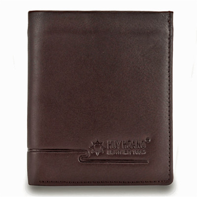 HJ2140 - Bóp nam Huy Hoàng kiểu đứng sọc ngang màu nâu