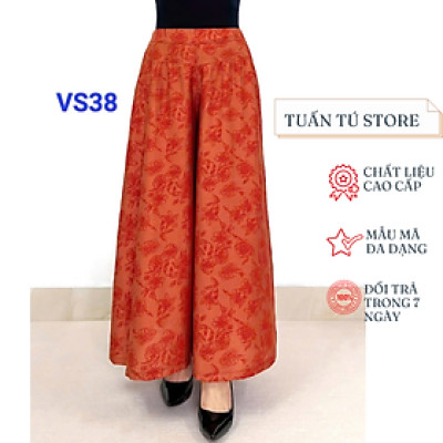 Quần Ống Rộng Dạng Váy Chất Liệu Đũi Hoa Mềm Mát Kiểu Dáng Tinh Tế Và Tôn Dáng Cho Phái Nữ - Tuấn Tú Store