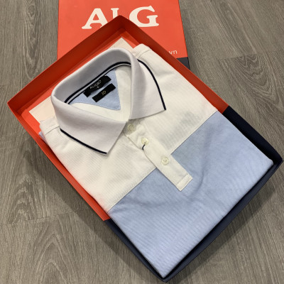 Áo polo nam ngắn tay trơn màu xanh trắng ALGPLO23 ALIGRO
