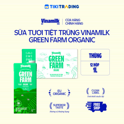 Thùng 12 Hộp Sữa Tươi Tiệt Trùng Vinamilk 100% Organic Không Đường (1lít)