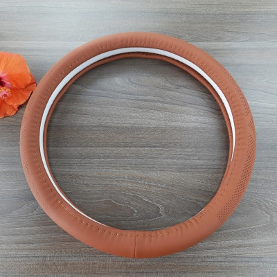 Bọc vô lăng cao cấp 8933 màu nâu bò chất liệu da thật - Khâu tay 100% size M - nhãn hiệu Macsim