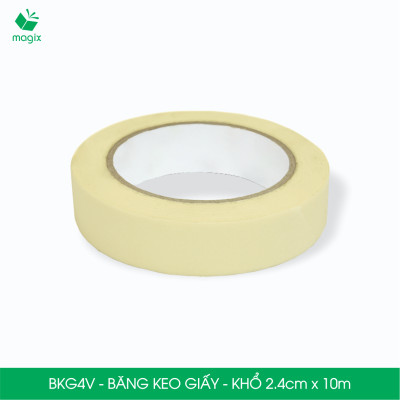 BKG4V - Block 6 cuộn băng keo giấy khổ 2.4cm x 10m - Băng dính giấy viết được, chặn màu sơn