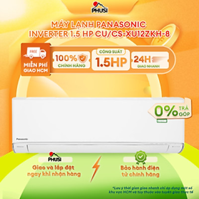 Máy lạnh Panasonic Inverter 1.5 HP CU/CS-XU12ZKH-8 - Hàng chính hãng - Giao HCM và 1 số tỉnh thành