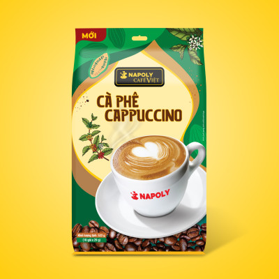 Cà phê hoà tan Cappuccino bổ sung Socola béo ngậy Napoli Coffee hộp nhỏ (5gói x 29g)