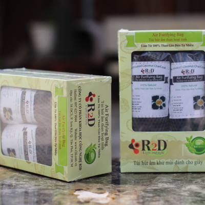 Túi hút ẩm khử mùi và lọc không khí cho tủ Giày Dép (hộp 4 túi nhỏ) làm từ Than hoạt tính gáo dừa