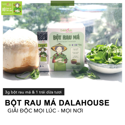 Bột Rau Má hữu cơ nguyên chất sấy lạnh Dalahouse - Hộp 20 gói nhỏ 3gr định lượng sẵn cho 1 lần sử dụng - Giải độc, mát gan, thanh nhiệt cơ thể, giảm mụn, đẹp da. Kháng khuẩn, giảm viêm, hỗ trợ tiêu hóa