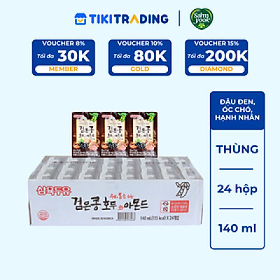 Thùng 24 Hộp Sữa Đậu Đen, Óc Chó, Hạnh Nhân Sahmyook Foods (140ml / Hộp)