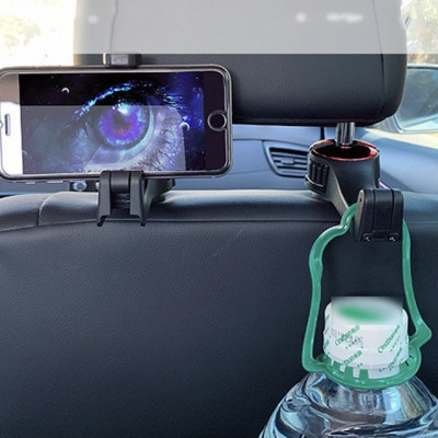 Giá móc treo đa năng kiêm kẹp đỡ điện thoại cài sau ghế ô tô, xe hơi mẫu mới với chốt cài kim loại chắc chắn.