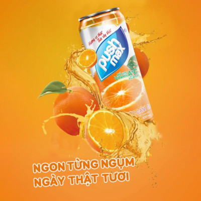 Lốc 6 Lon Cam Ép Pushmax Hương Vị Tự Nhiên (320ml x 6 Lon)