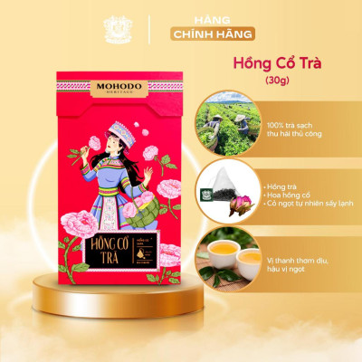 Hồng Cổ Trà Túi Lọc Mohodo Hoa Hồng Thượng Hạng - Hộp 30G