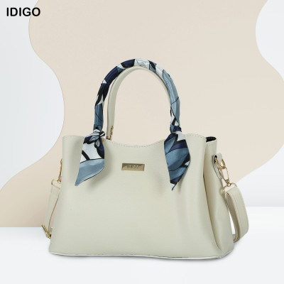 Túi Xách Nữ Công Sở Sang Chảnh IDIGO FB2-5055, Túi Đeo Chéo Thời Trang Phối Khăn Lụa Đi Tiệc Cao Cấp